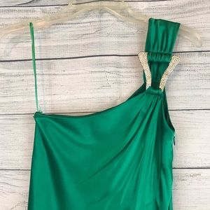 One Shoulder Green Gown